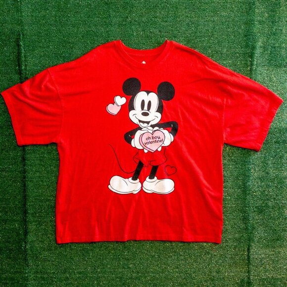 DISNEY PARKS MICKEY MOUSE VALENTINES DAY OH BOY MENS SHIRT RED SIZE XXL - Picture 5 of 5